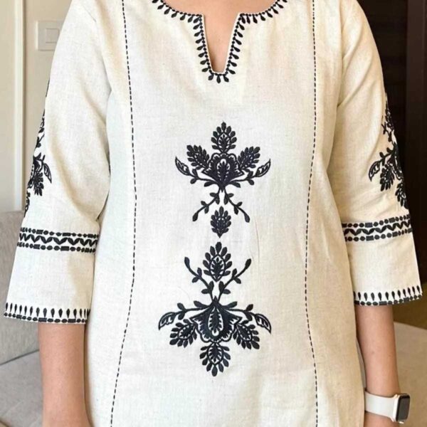 Ethnic Cotton Kurta Set for Women ? Straight Fit with Palazzo and Dupatta(L) - Image 6