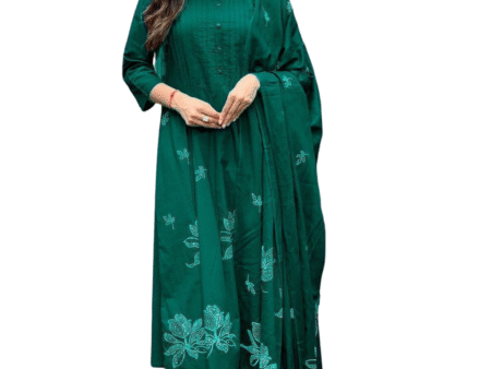 Elegant Everyday Wear ? XXL Embroidered Cotton Floral Dress(M)